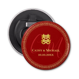 Décapsuleur Deux initiales mariage chinois rouge