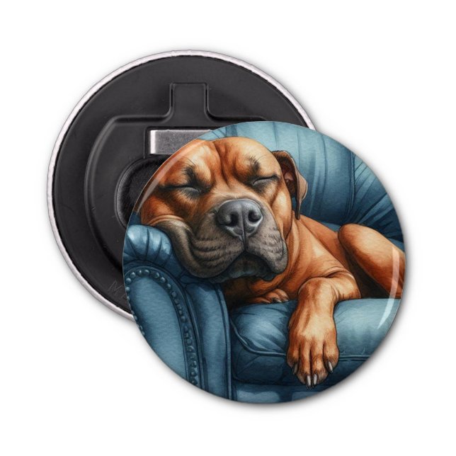 Décapsuleur DigiPups Pitbull Chien Dormir Recliner Nap (Devant)