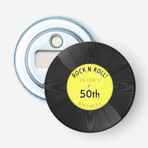 Décapsuleur Disque Vinyle Rétro Rock N Roll Jaune Anniversaire