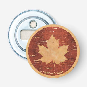 Décapsuleur Drapeau Canadien Sur L'Écorce De Birch Intérieur
