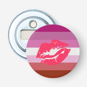 Décapsuleur Drapeau de fierté lesbienne au rouge à lèvres