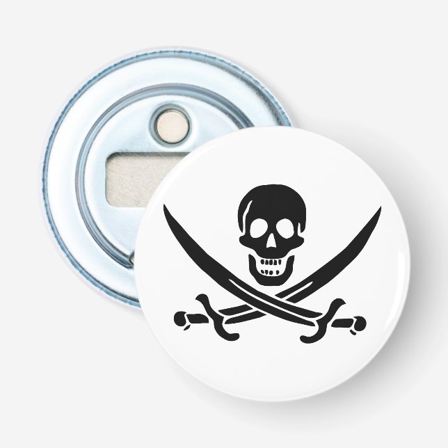 Décapsuleur Drapeau pirate crâne épées croisées (Devant)
