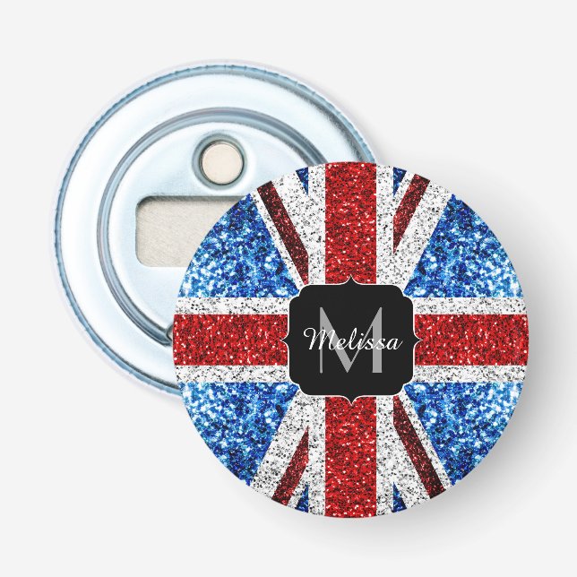 Décapsuleur Drapeau rouge bleu blanc brillant parties scintill (Devant)