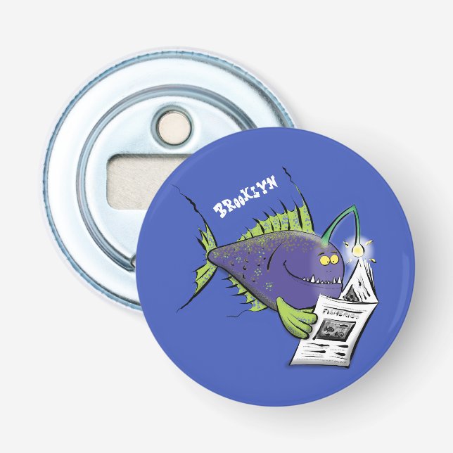 Décapsuleur Drôle caricature de poisson de pêcheur (Devant)