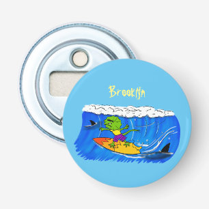 Décapsuleur Drôle caricature de surf de lézard au cou