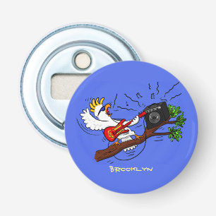 Décapsuleur Drôle cockatoo jouant de la guitare rock dessin an
