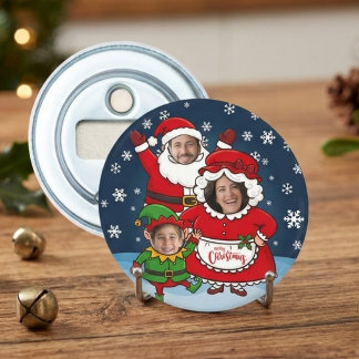 Décapsuleur Drôle de visage personnalisé Famille de 3 Noël