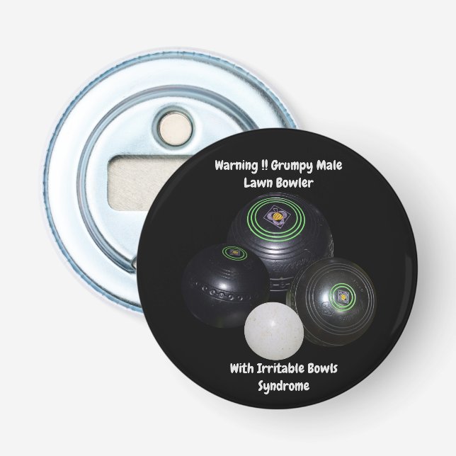 Décapsuleur Drôle Grumpy Homme Pelouse Bowler, Bottle Opener (Devant)