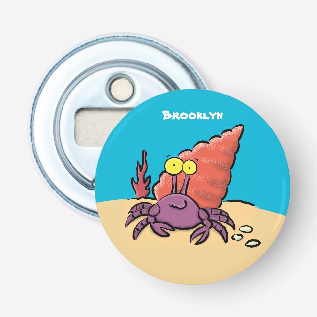 Décapsuleur Drôle mignon caricature pourpre crabe ermite (Devant)