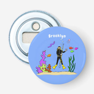 Décapsuleur Drôle plongeur et poisson mer créatures dessin ani