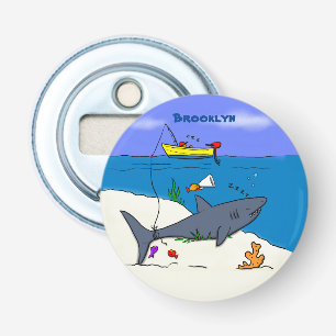 Décapsuleur Drôle requin couché et dessin animé de pêche
