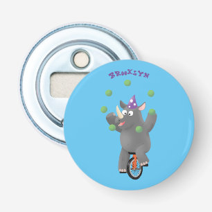 Décapsuleur Drôle rhinocéros mignon jonglant sur monocycle