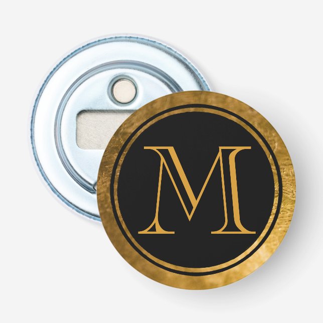 Décapsuleur Élégance Noir Monogramme Doré (Devant)