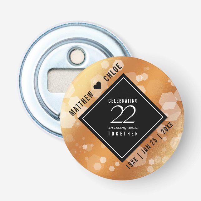 Décapsuleur Élégant 22e anniversaire de Mariage de cuivre (Devant)