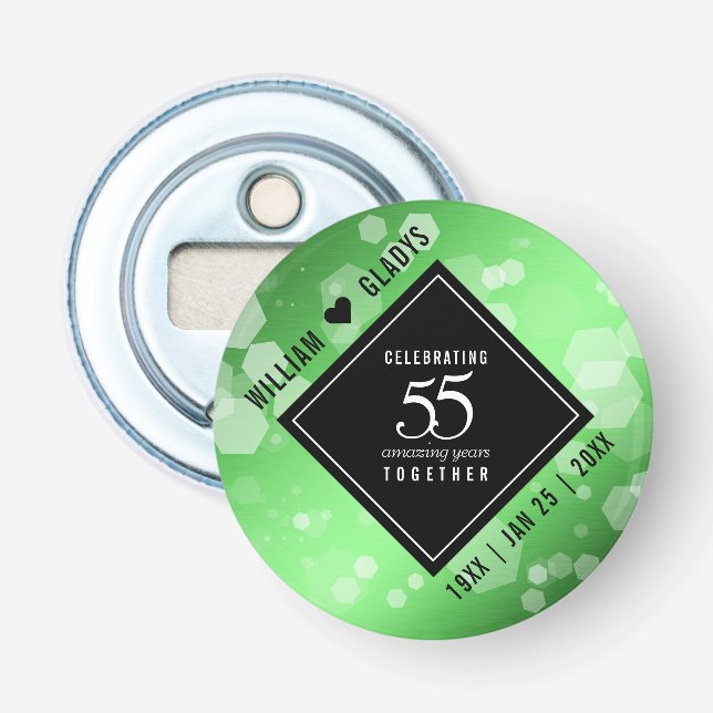 Décapsuleur Élégant 55e anniversaire de Mariage d'émeraude (Devant)