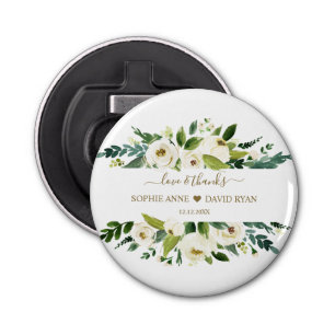 Décapsuleur Elégant Aquarelle Blanc Floral Mariage