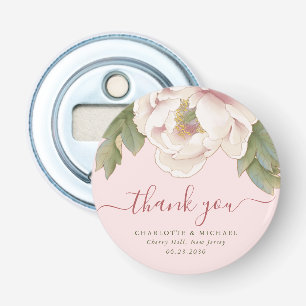Décapsuleur Elégant Blush Peony Floral Merci Mariage Faveur