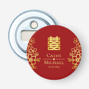 Décapsuleur Élégant double bonheur chinois mariage floral