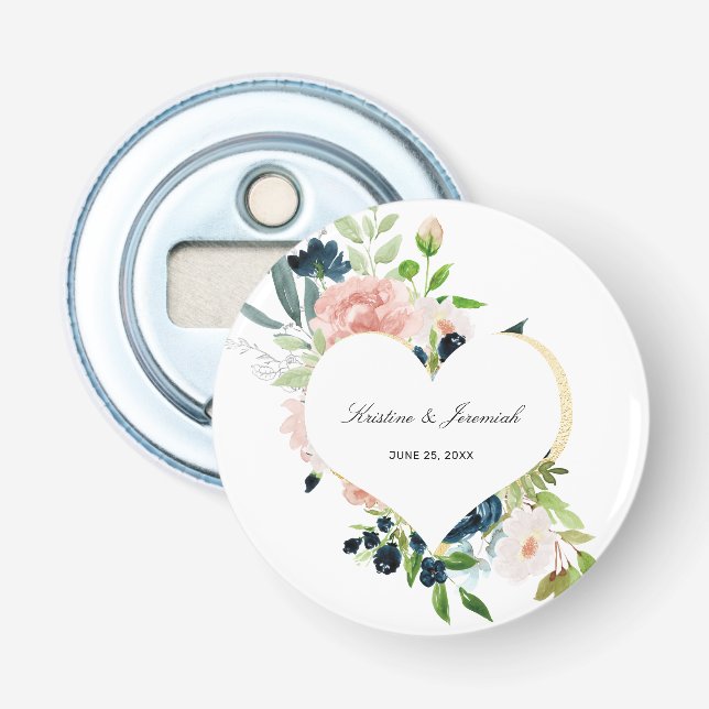 Décapsuleur Élégant Mariage floral bleu bleu bleu rose (Devant)