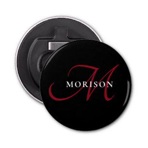 Décapsuleur Élégant Monogramme moderne noir rouge
