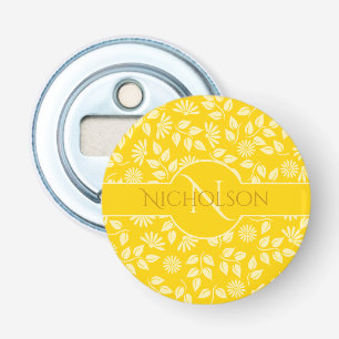 Décapsuleur Élégant nom Monogramme Feuille Motif marguerite Ja