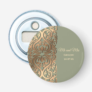 Décapsuleur Elégant Sage moderne vert & or Faux Gold Luxe