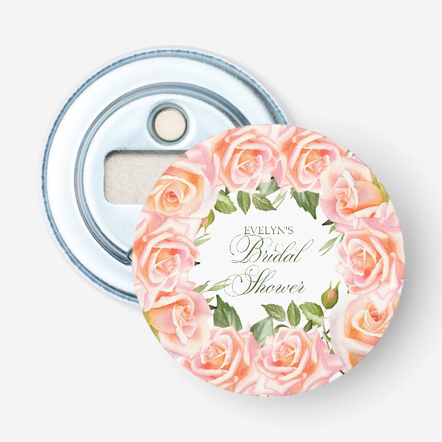 Décapsuleur Elégante aquarelle Rose Fête des mariées chic (Devant)