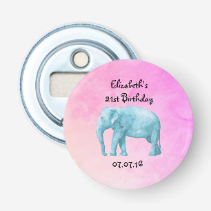 Décapsuleur Eléphant bleu clair personnalisé en aquarelle Anni