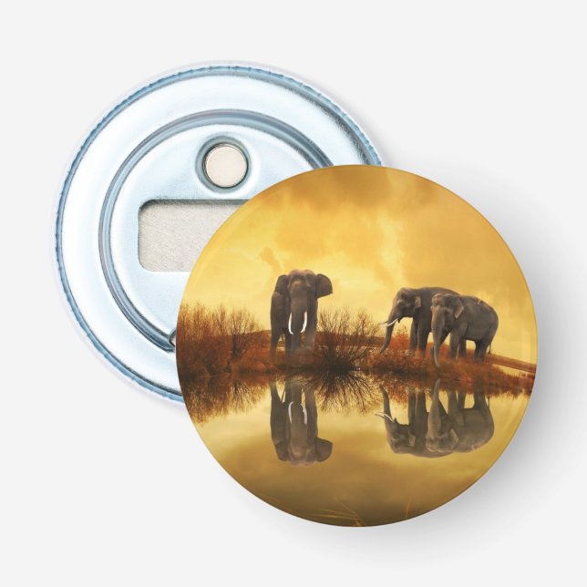 Décapsuleur Eléphants asiatiques en Thaïlande sous un coucher  (Devant)