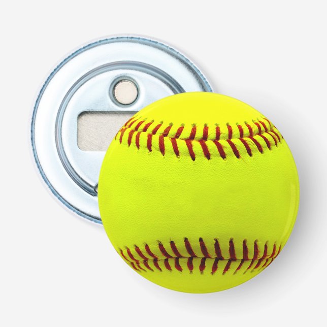 Décapsuleur Équipe du softball jaune personnalisable (Devant)