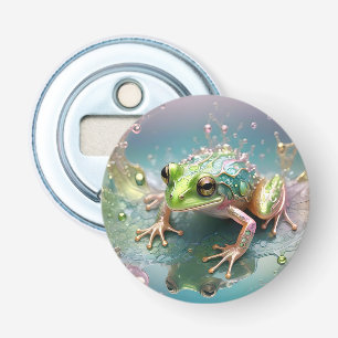 Décapsuleur "Essence d'émeraude : Grenouille verte en art frac