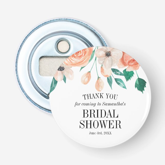 Décapsuleur Faveurs personnalisées Élégant floral de pêche pou (Devant)