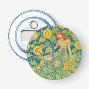 Décapsuleur Femme-fille de fleurs dans le jardin de tournesol