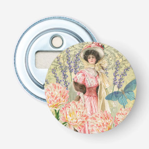 Décapsuleur Femme victorienne florale rose Régence