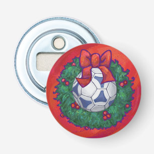 Décapsuleur Festive Futbal en couronne rouge