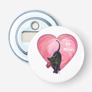 Décapsuleur Fête de la Saint-Valentin au chat noir
