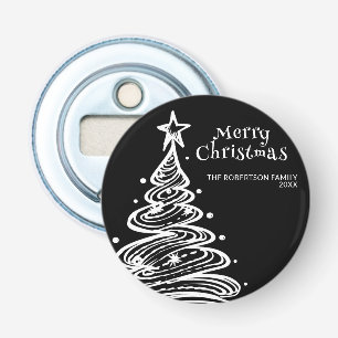 Décapsuleur Fête de l'arbre de Noël noir et blanc