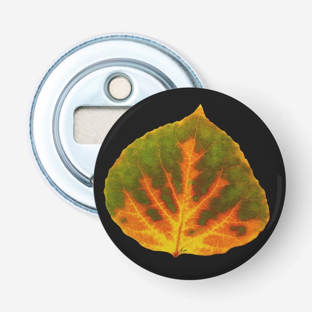 Décapsuleur Feuille vert orange et jaune d'Aspen #1 (Devant)
