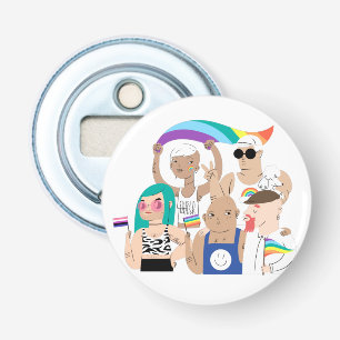 Décapsuleur Fierté LGBT+. Amour GAI. Drapeau arc-en-ciel.
