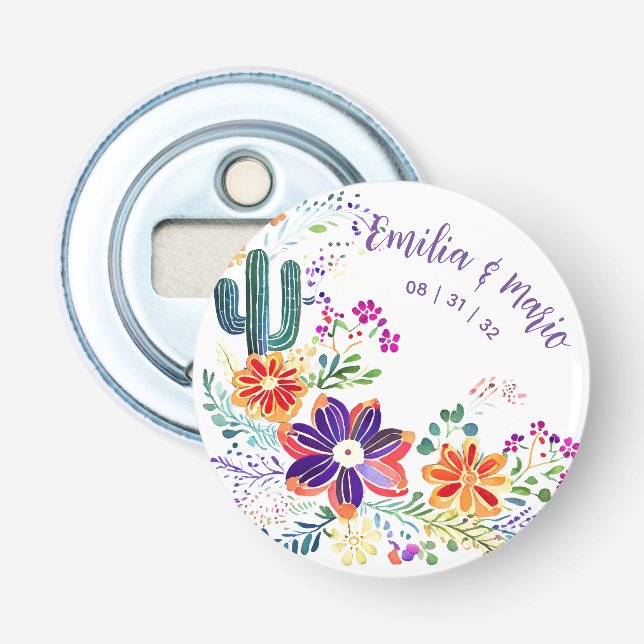 Décapsuleur FIESTA Cactus Folkart Fleurs Personnalisé (Devant)