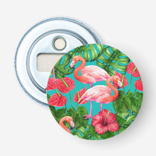 Décapsuleur Flamant rose et aquarelle du jardin tropical