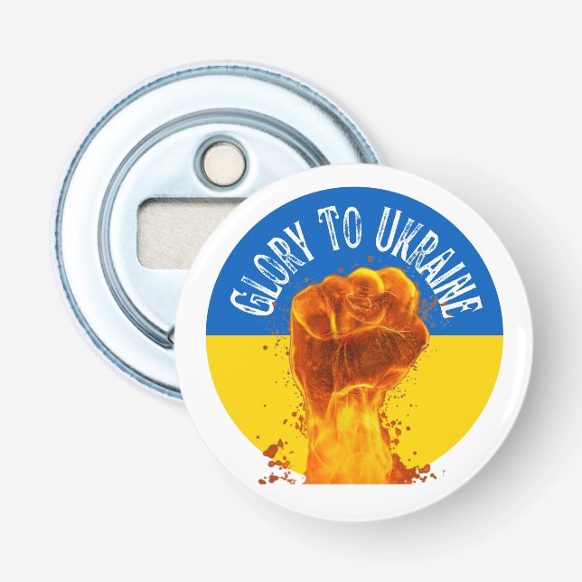 Décapsuleur Flamme Ukraine - Soutien à la résistance au drapea (Devant)