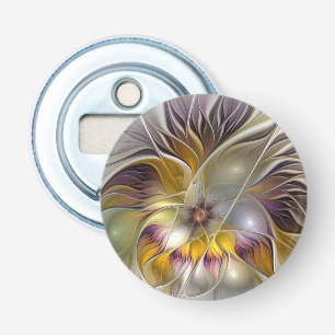 Décapsuleur Fleur fractale moderne fantaisie colorée abstraite