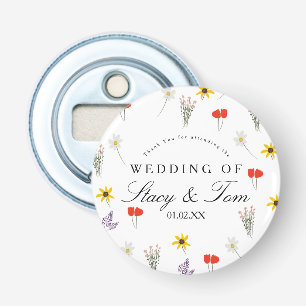 Décapsuleur Fleur sauvage simple main tiré Merci Mariage