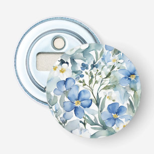 Décapsuleur Fleurs Bleues Blancs Aquarelle Chic