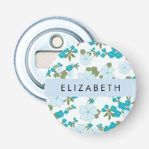 Décapsuleur Fleurs Bleues, Motif De Fleurs, Votre Nom