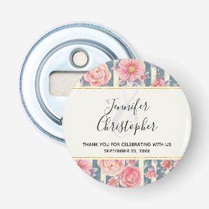 Décapsuleur Fleurs d'aquarelle rose sur bandes Mariage Faveur