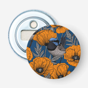 Décapsuleur Fleurs de fleurs et fleurs de pavot orange