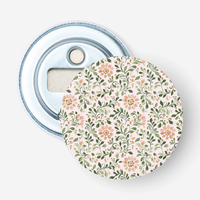 Décapsuleur Fleurs de Pêche Rose Feuilles Vertes (Devant)