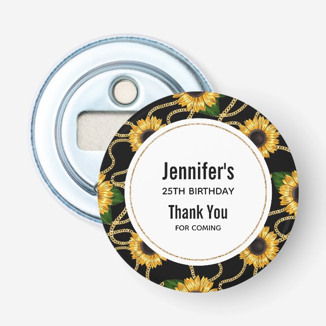 Décapsuleur Fleurs de soleil Jaunes Classé Motif élégant Anniv (Devant)